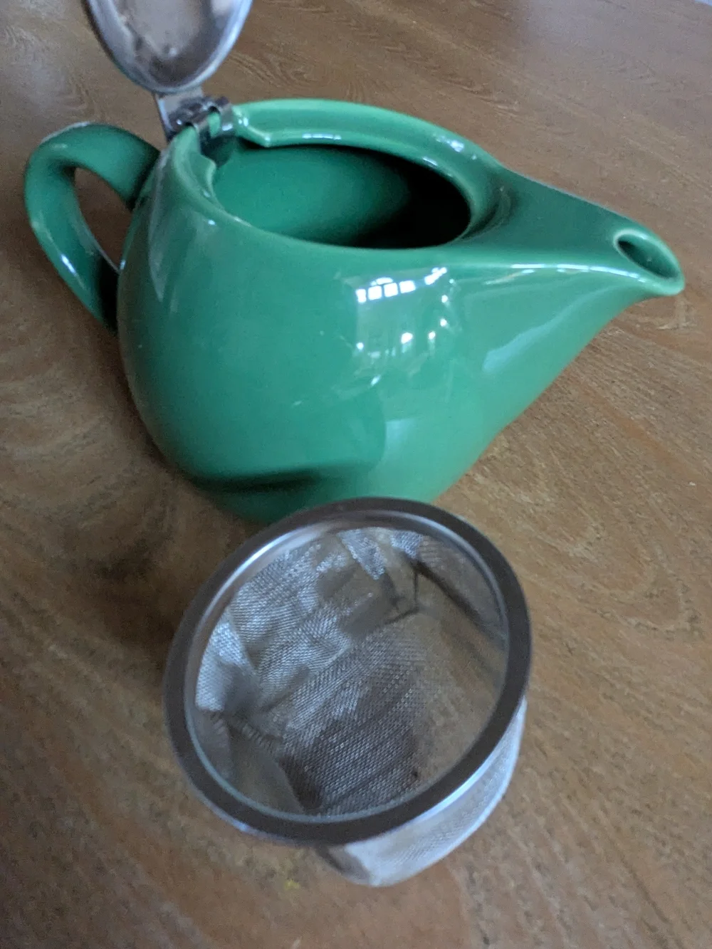 Green Ceramic Teapot with Removable Stainless Steel Infuser